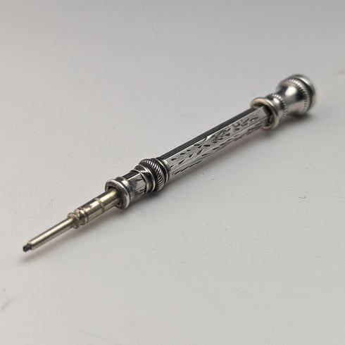British Antique Silver Plate Mechanical Pencil Glass Decoration Telescopic 43-59mm